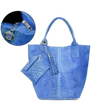 Дамскa чанта 25-sCrokoL94- електриково синьо