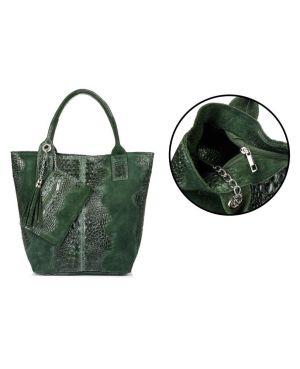 Дамскa чанта 25-sCrokoL94- тъмно зелено