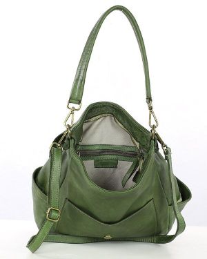 зелена чанта ествествена кожа италия